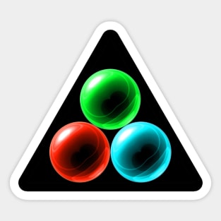 Triangle with Green, Light Blue and Red Glass Balls Sticker